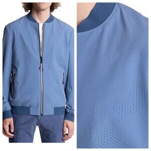 Paisley & Gray Bomber Jacket SZ L Men's Blue Slim Fit Modern Effortless Travel